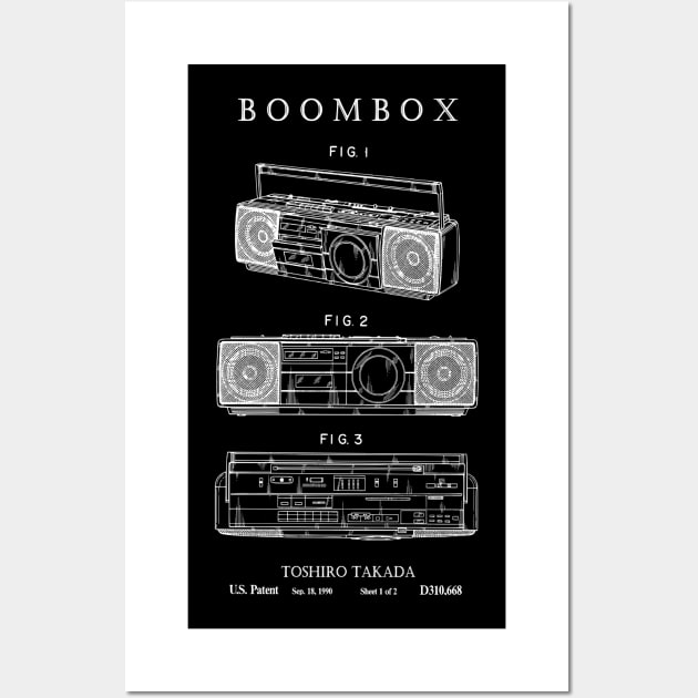 Boombox Ghettoblaster Patent Print 1987 Wall Art by MadebyDesign